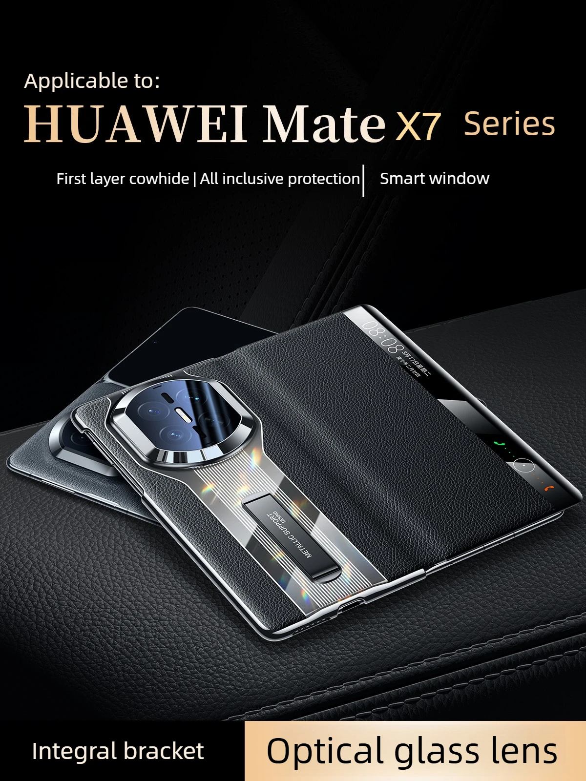 

Роскошный чехол из натуральной кожи для Huawei Mate X7 New Mate X6/X5, магнитный флип-смарт с подставкой и объективом, полное покрытие, чехол для Mate X6