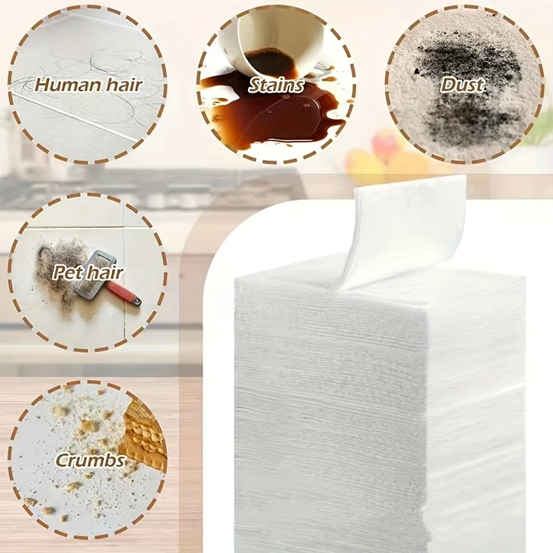 New 300-100PCS Disposable MicroFibre Electrostatic Floor Cloths Dust Removal Mop Paper Floor Cleaning Wipes for Flat Swivel Mop