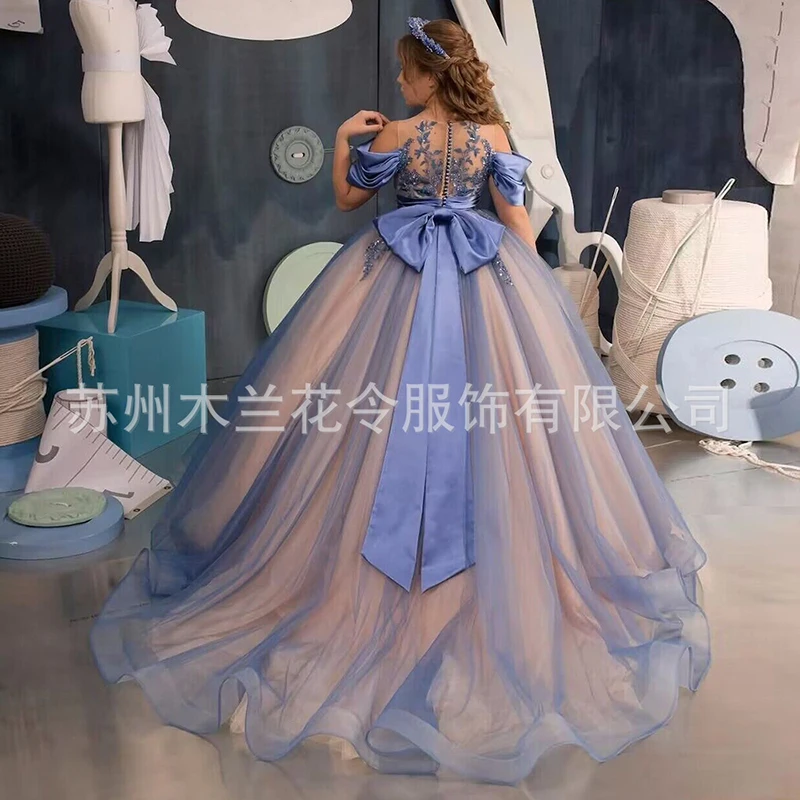 Robe de princesse pour filles, robe en gaze pelucheuse, robe pour enfants, robe de spectacle de piste modèle, robe de spectacle de piano d'anniversaire traînante, 2024