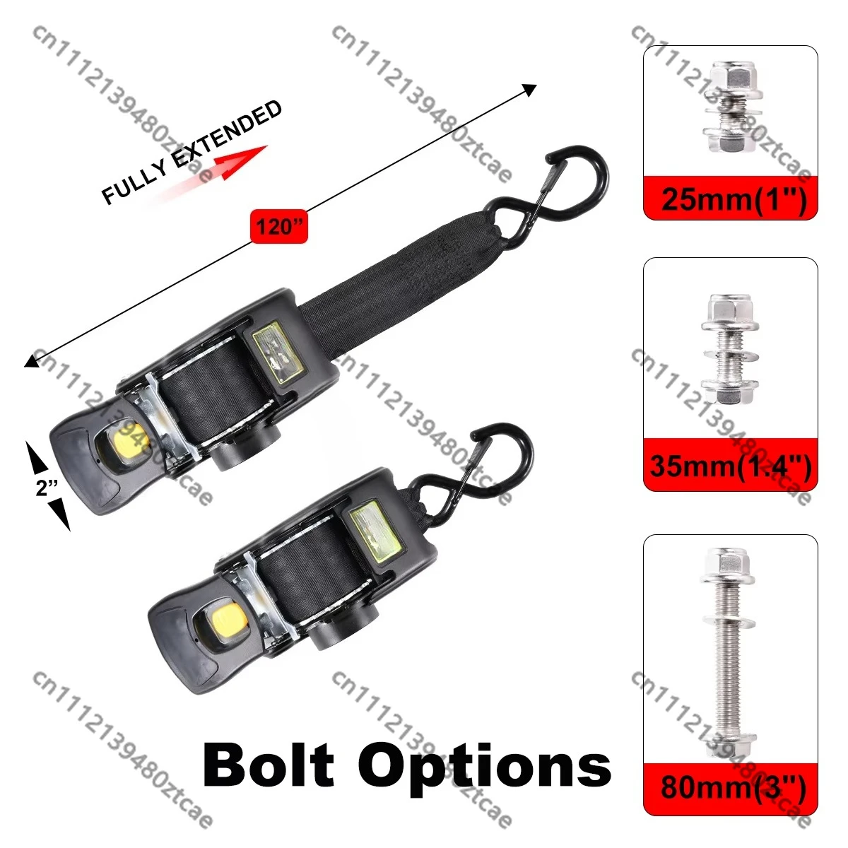 50mm 1Pcs Heavy Retractable Transom Strap, 1500kg Load Marine Boat Bolt-on Tie Downs Retractable Trailer Fixed Strap System