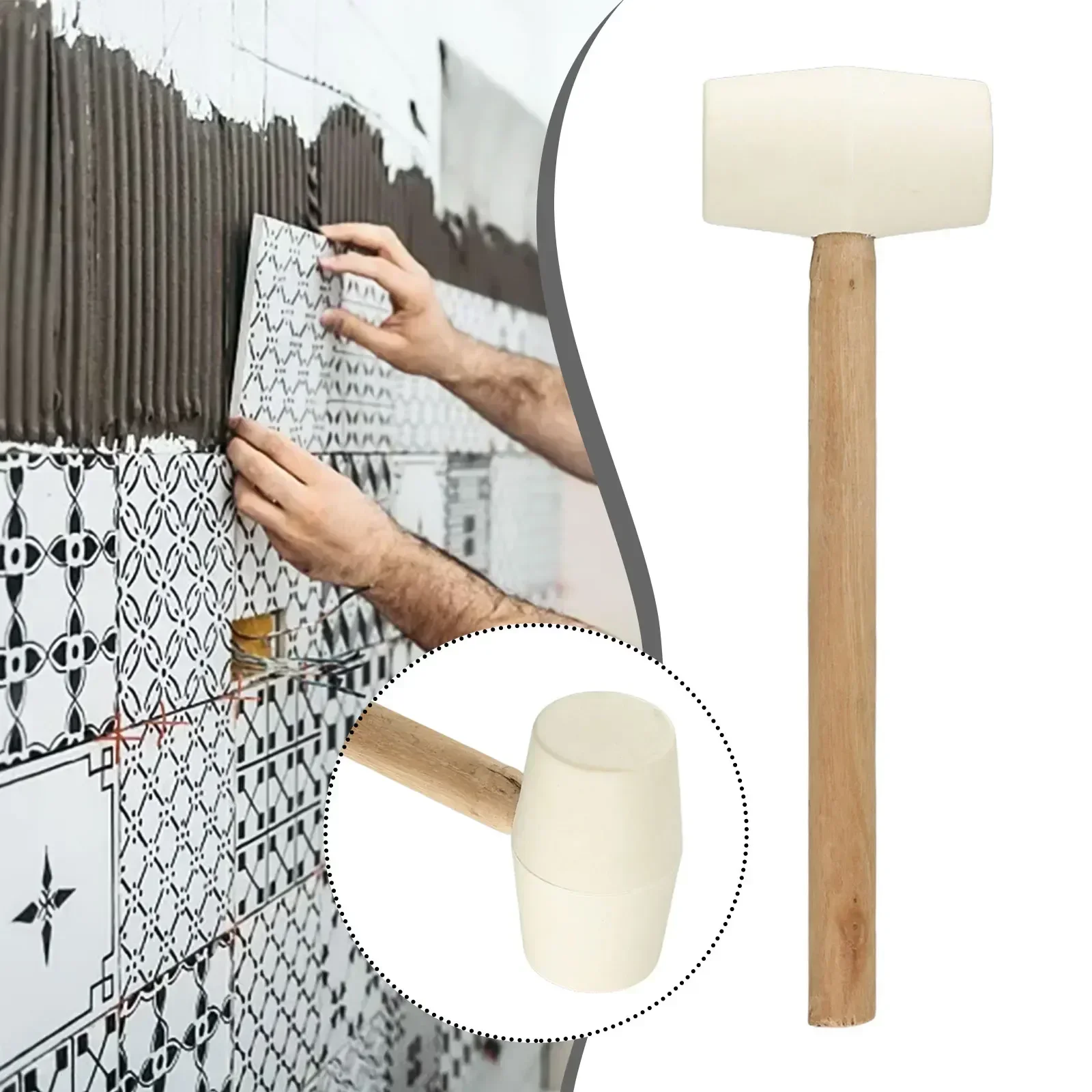 Rubber Hammer Mallet With Wood Handle For FloorTile Installation Decoration