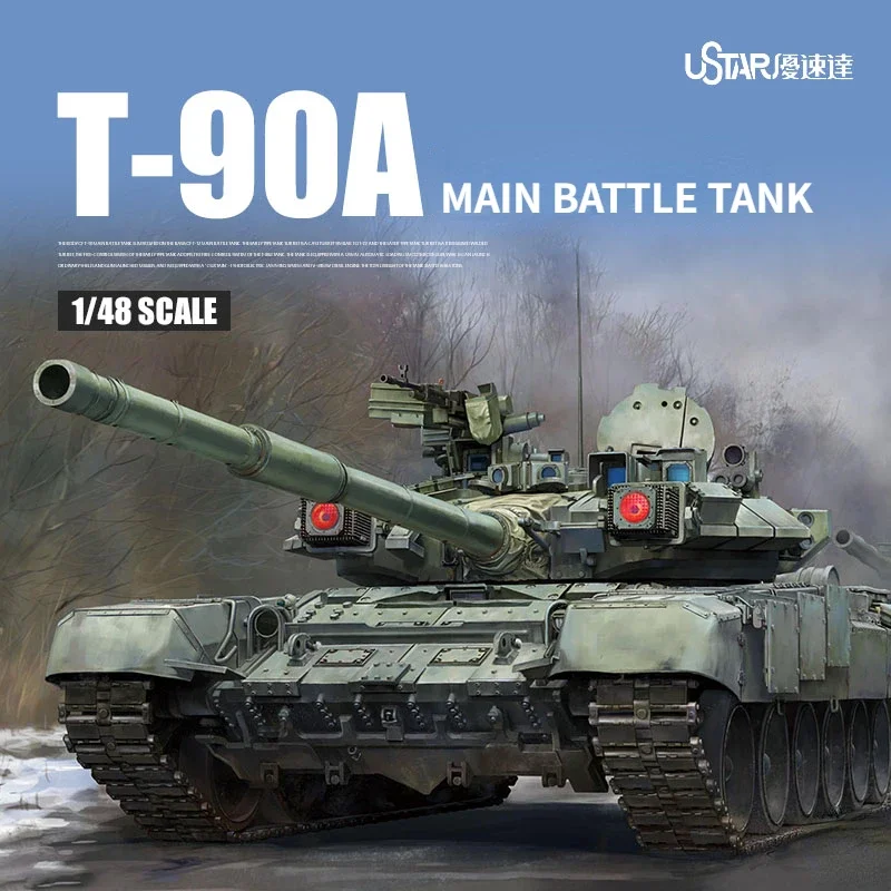 Ustar NO-007 Plastic Tank Model 1/48 Scale T-90A Main Battle Tank Model Building Kits for Military Model Hobby Collection DIY