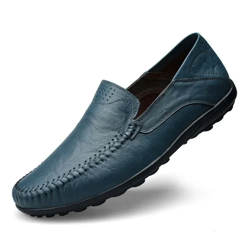 

Genuine Leather Men Shoes Casual Luxury Brand Formal Mens Loafers Moccasins Italian Breathable Slip on Male Boat Shoes Plus Size