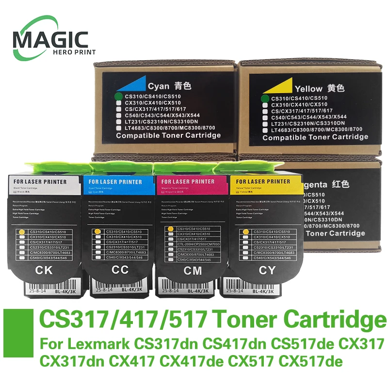 Cartouche de toner CS317 CS417 CS517 pour Lexmark CS317dn CS417 CS417dn CS517 CS517de CX317 CX317dn CX417 CX417de CX517 CX517de