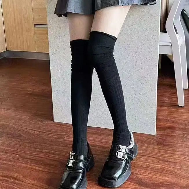 Knee Over Socks for Women in Spring and Autumn Solid Color Anti Slip Slim Leg Socks Long Boots Stacked Thigh Socks image 5