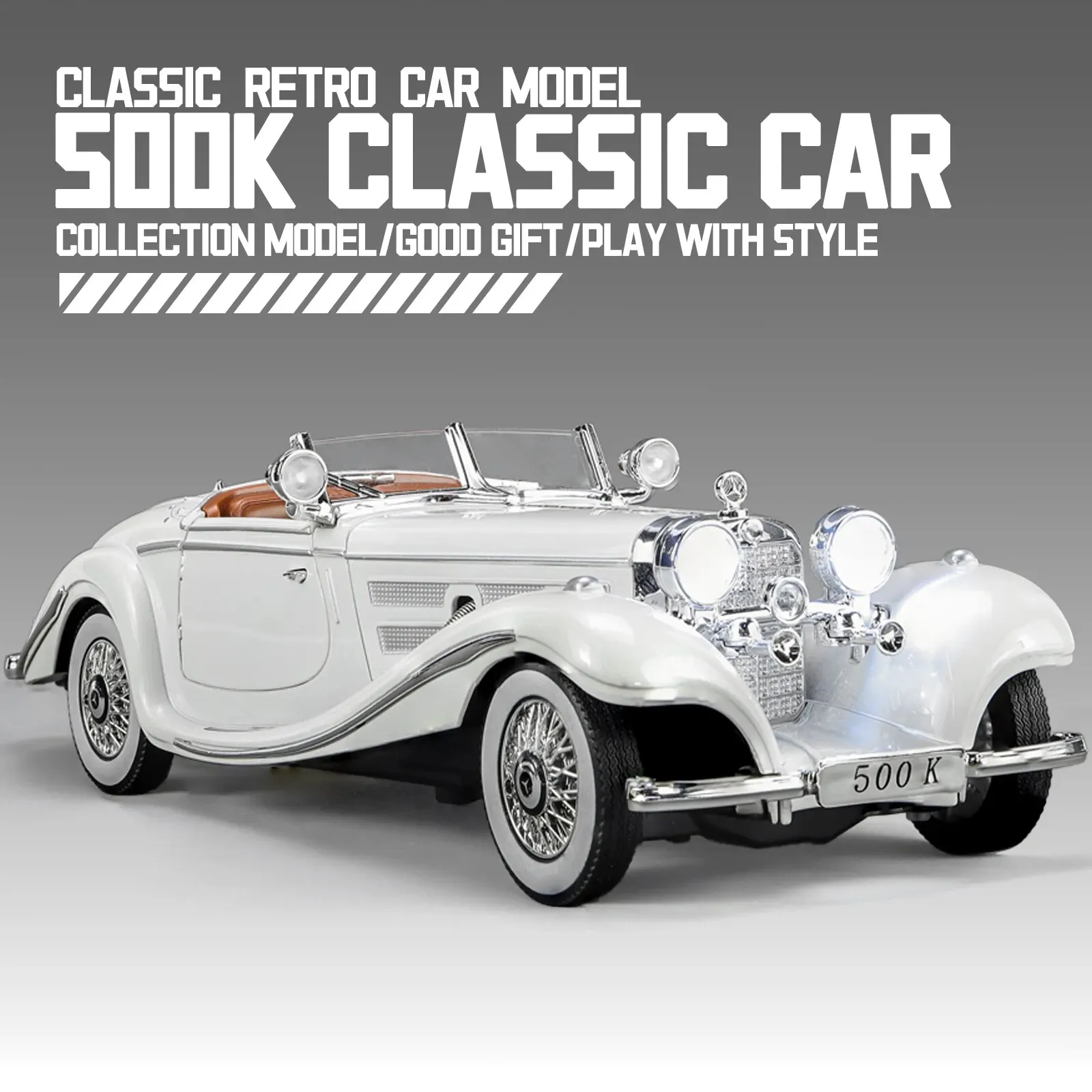 1:24 Alloy Vintage Car Model, Classic for 500K and CLK-GTR Series, Suitable for Youth Collection and Display