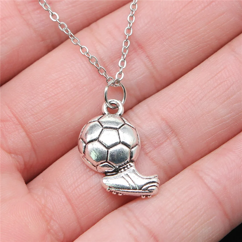 Drop Shipping Antique Silver Color 21x15mm Football Shoes Necklaces Short Chain Choker Necklaces