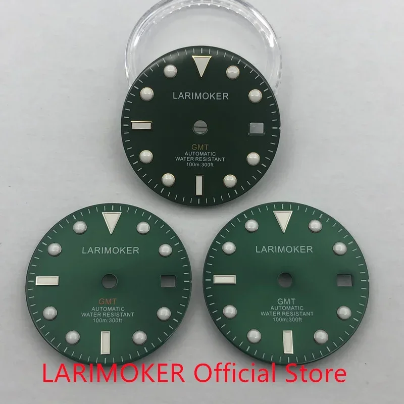 LARIMOKER/No Logo 28.5mm Blue Light Green Dial Fit MINGZHU 3804 Movement GMT Functions Automatic Men's Watch Custom logo