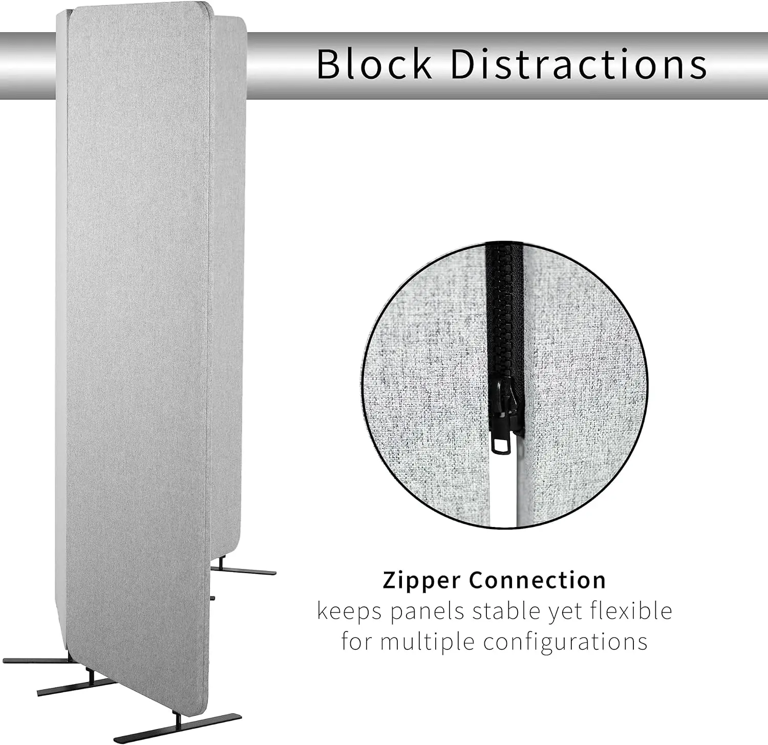 Panneau de Confidentialité Autonome de 72x66 Pouces, Cloison Murale Acoustique, Panneau de 24 Pouces, Gris