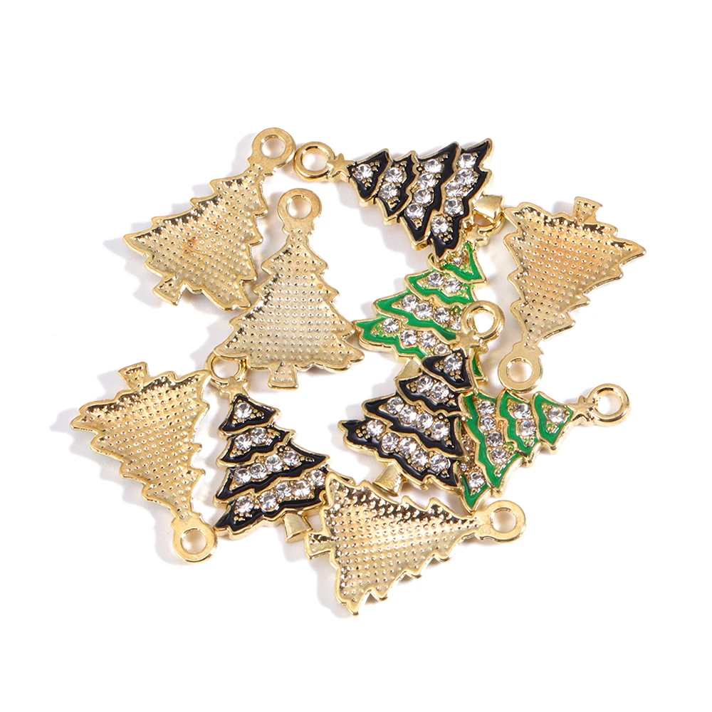 10 Stück schöne grüne Weihnachtsbaum Emaille Legierung Anhänger für Weihnachtsfeier Schmuck Ohrringe Halskette DIY handgemachten Schmuck Handwerk – Detail 2