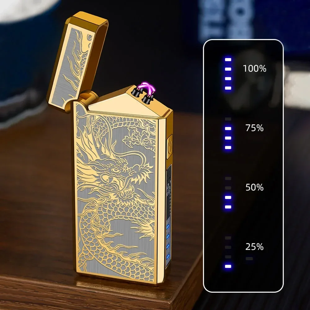 Type C Cool Lighters Fast Charging 500mA Windproof USB Rechargeable Electric Lighters Metal Outdoor Camping ARC Plasma Lighters