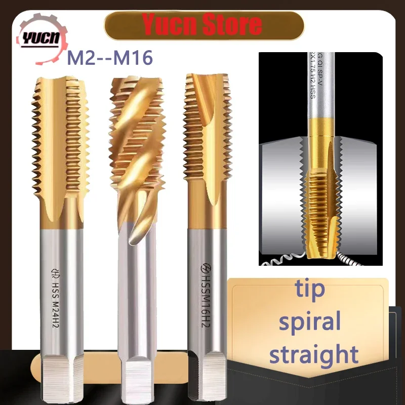 Metric M35 HSS Cobalt Tap Titanium Plated Straight/Spiral Flute Machine Thread For Metal M2 M2.5 M3 M4 M5 M6 M8 M10 M12 M14 M16