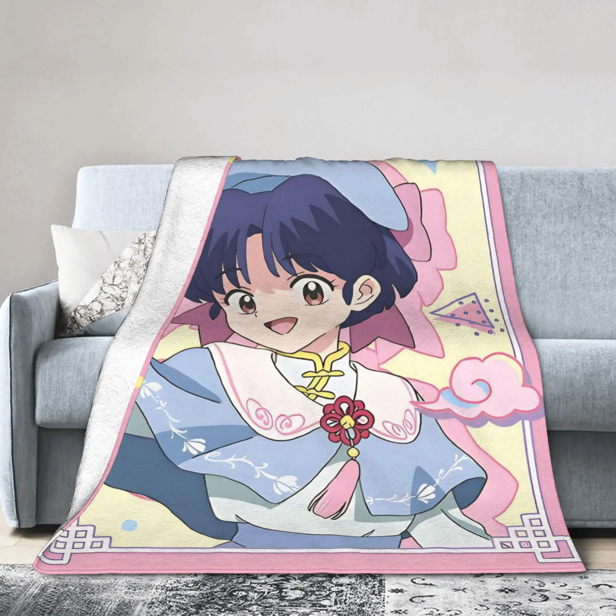 Ranma Japanese Anime Blanket Fleece Decoration  Multi-function Super Warm Throw Blanket for Home Bedroom Plush Thin Quilt
