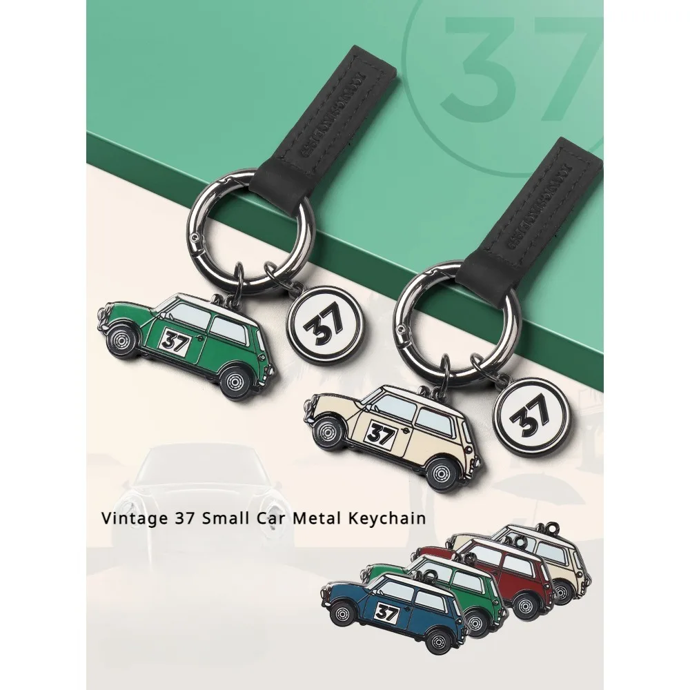 MINI Limited Edition 37 Style Car Keychain Gold 1959 Leather Nameplate Keyring For MINI CooperS R52 R55 R56 R57 R58 R59 R60 R61