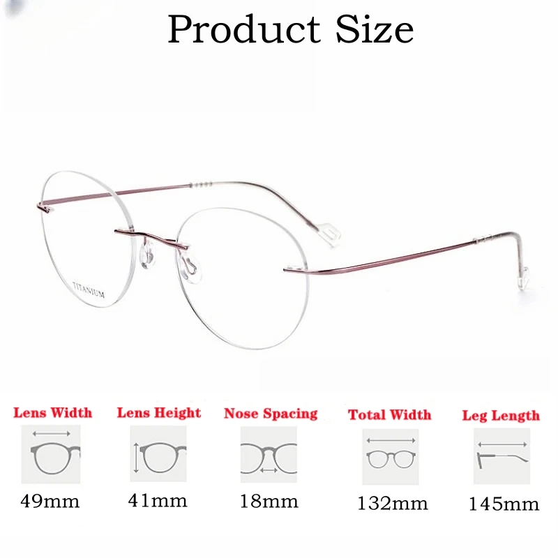 نظارات OLLYMURS خفيفة للغاية ومرنة من التيتانيوم النقي، نظارات طبية دائرية بدون إطار للرجال والنساء