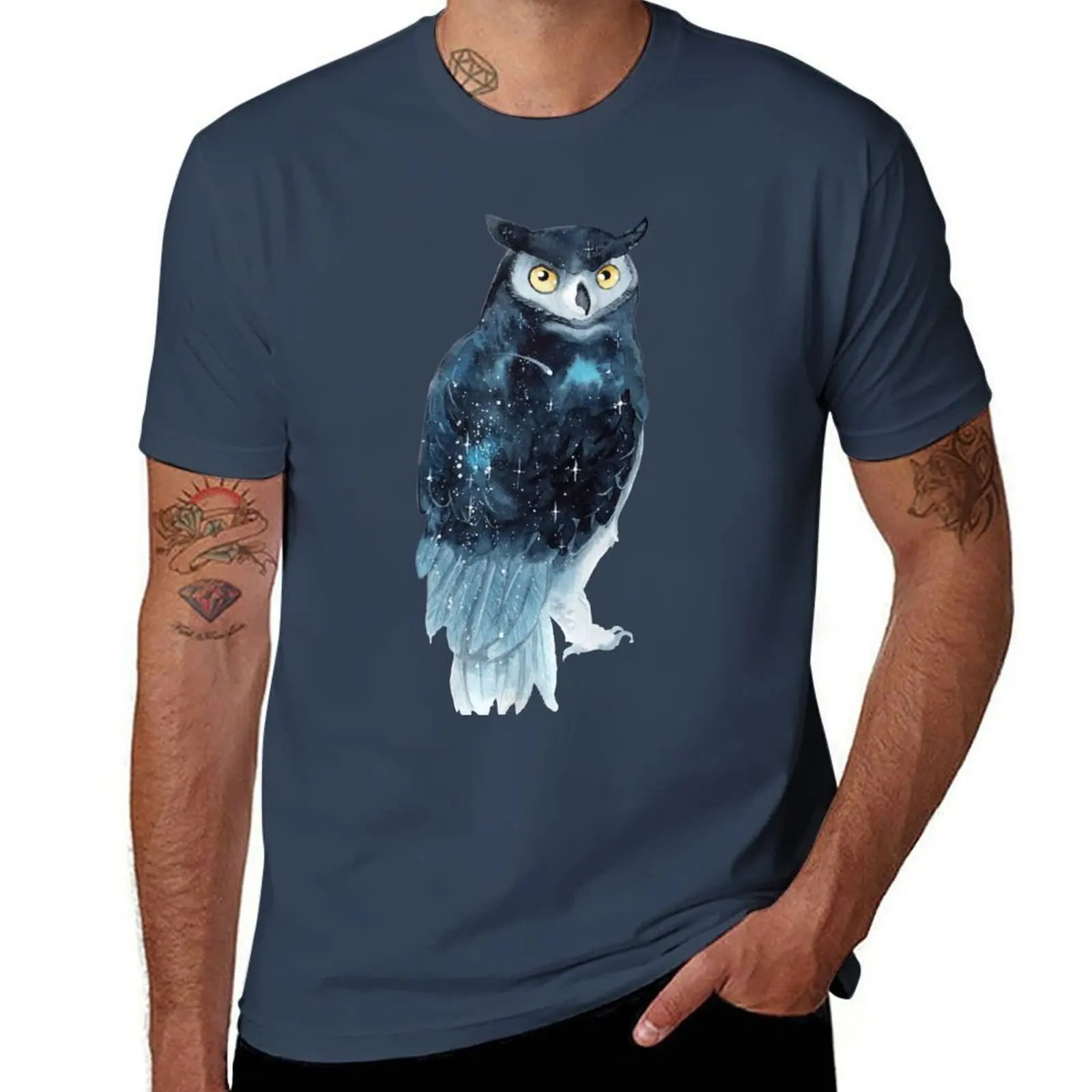 Owl Galaxy T-Shirt Standard Fit Solid Tee Shirt