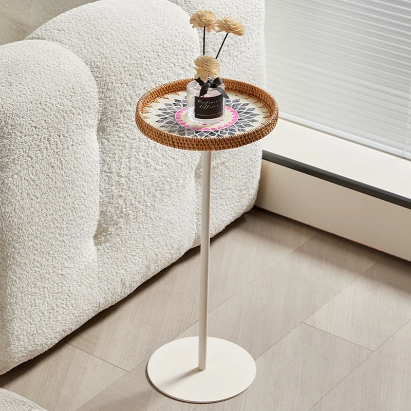 Vine Woven Tea Table,Creative Shell Coffee Table,Round Storage Desk,Nordic Furniture,Modern Living Room Side Table,Storage Rack