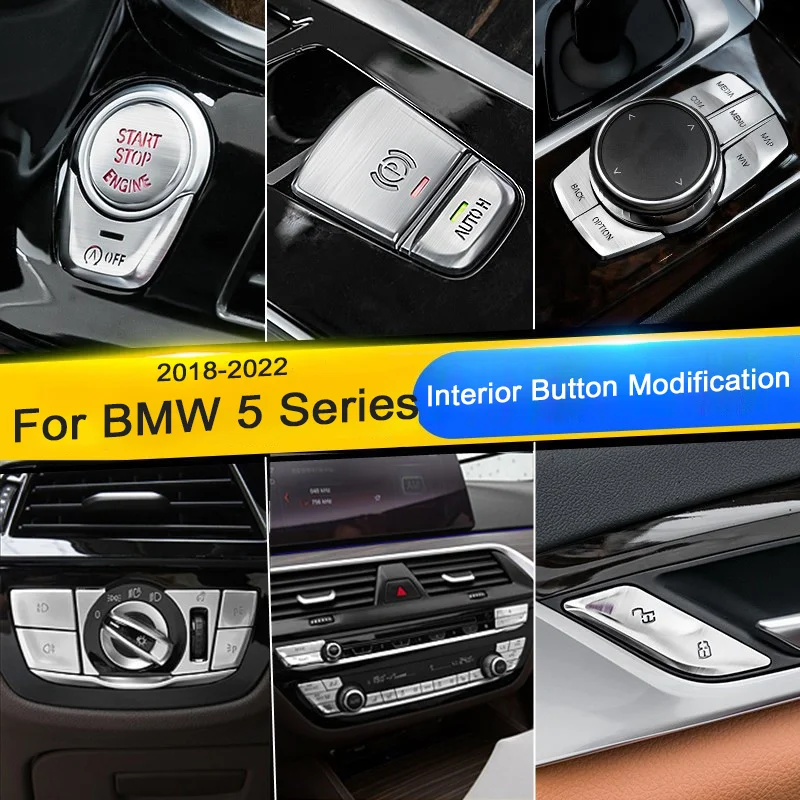 For BMW 5 Series G38 G31 G30 F90 2018-2022,Car Interior Buttons Stickers Center Console CD Buttons Window Lift Multimedia Cap