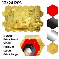 Hexagon Mirror Wall Sticker 5 Sizes XS to XL Hexagonal Acrylic Wall Sheet Plastic Tiles for Apartment Decor Aesthetic Room Decor