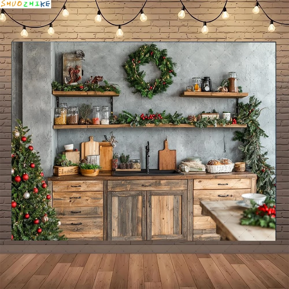 

Рождественский венок, семейный новогодний вечерние фон для фотосъемки, реквизит, окно, гостиная, рождественская елка, подарок, снежный фон OZ-01