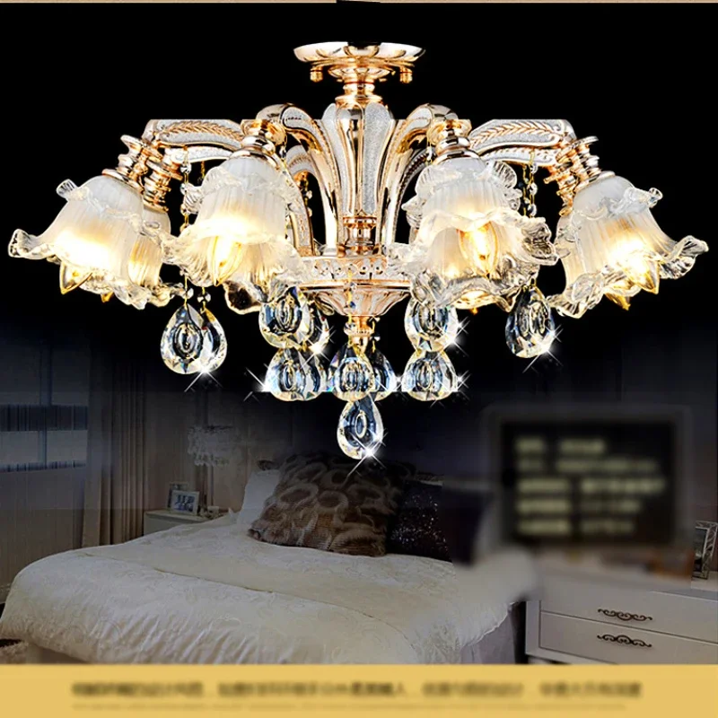 

Gold crystal chandelier k9 led for dining room lustres para sala jantar lustre cristal teto