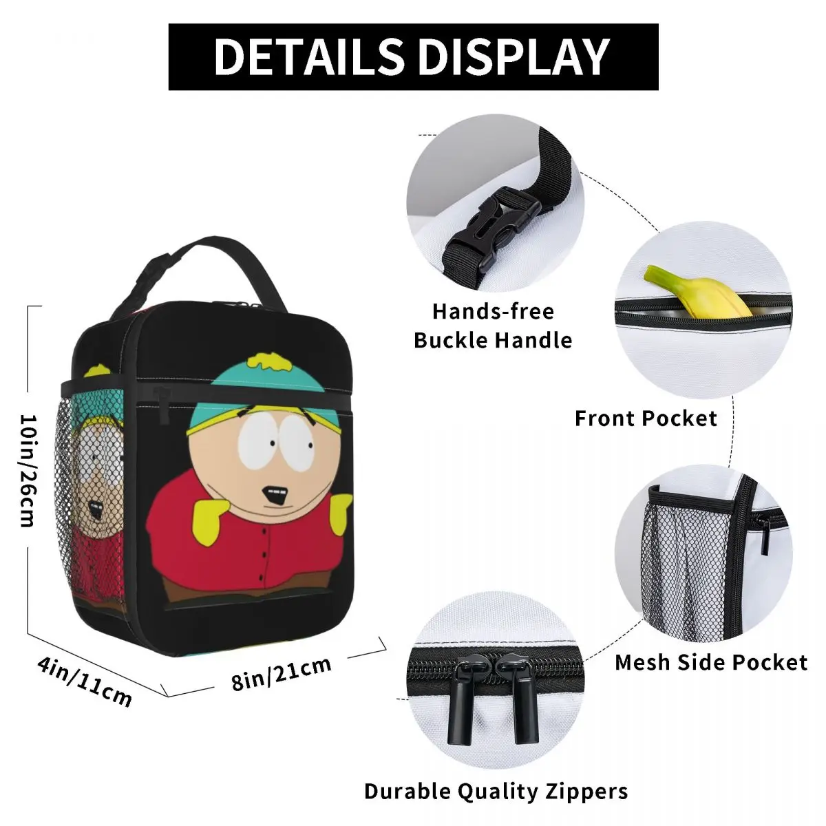 Cartoon Anime SouthPark Insulated Lunch Bags for Outdoor Picnic Eric Cartman Waterproof Thermal Cooler Lunch Box Women Children