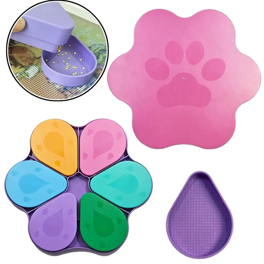 DIY Craft Diamond Painting Trays Embroidery Beading Plates Cat Paw Dot Drill Plate Rhinestone Organizer Multi Functional