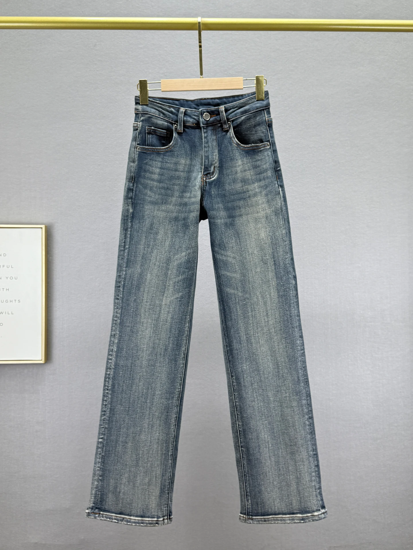 

Женские зимние теплые джинсы с высокой талией, прямые, винтажные, с эффектом потертости, на флисовой подкладке, из эластичного хлопкового денима