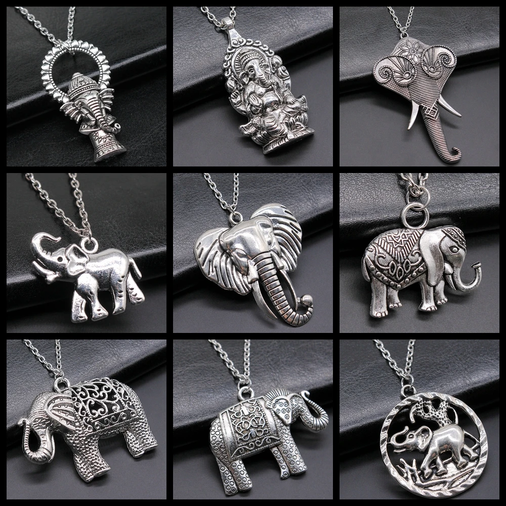 Big Elephant Pendant Necklace For Women Men Punk Hiphop Long Chain Necklace Creative Gift Party Jewelry Accessories