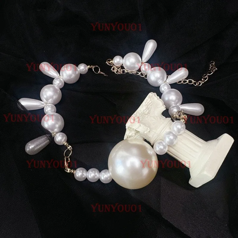 Salivating Pearl Flail Necklace Collar Gag Ball Jewelry Water Drop Pendant Ball Prop