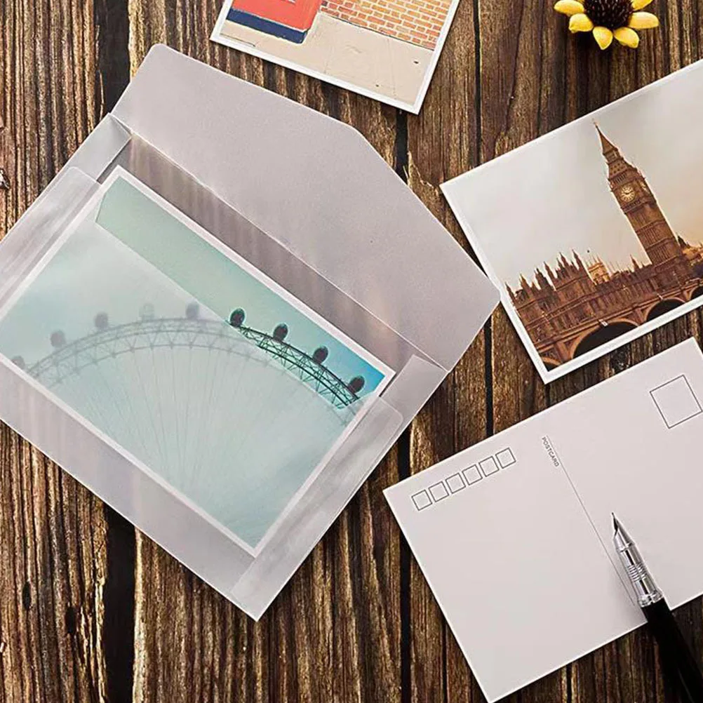 

20Pcs Gift Greeting Card Envelopes Transparent Design Elegant Blank Multi-Function for Wedding Party Invitation Festival