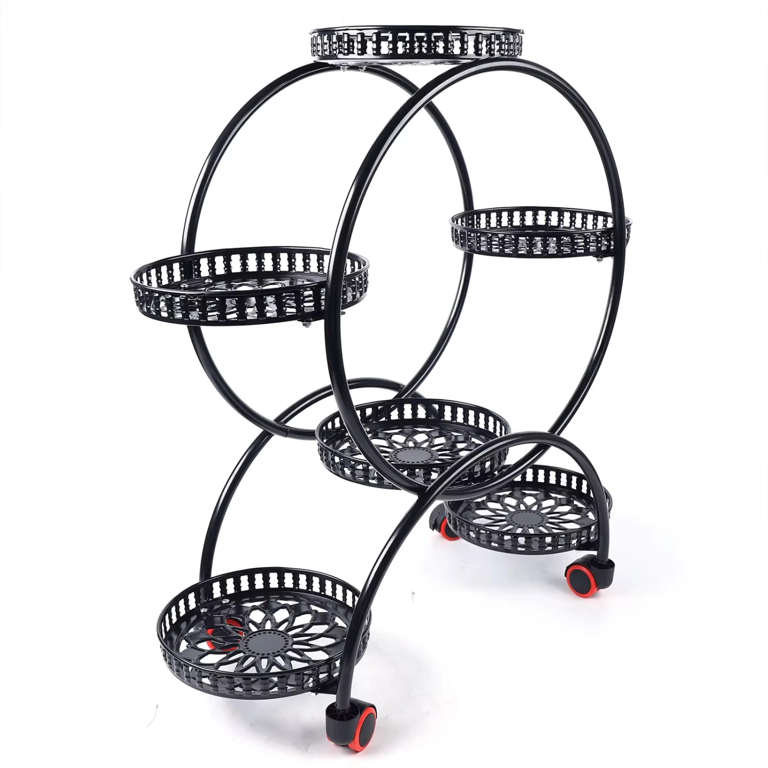 Metal Plant Stand With 4  Wheels Flower Pots Holder Rack  Organize