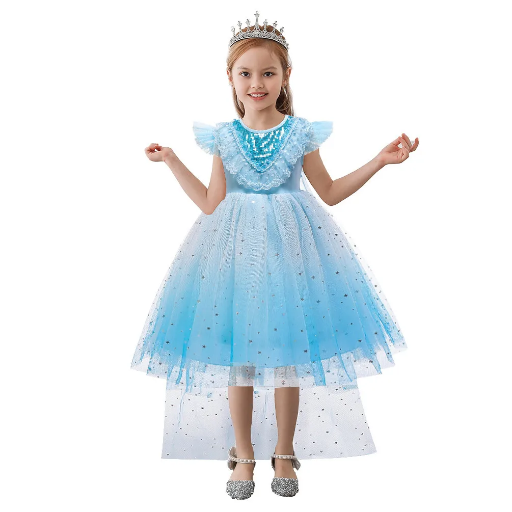 Jurebecia Elsa Princess Dress For Girls Kids Princess Dress Up Costumes Halloween Cosplay Birthday Party Christmas Fancy Outfit