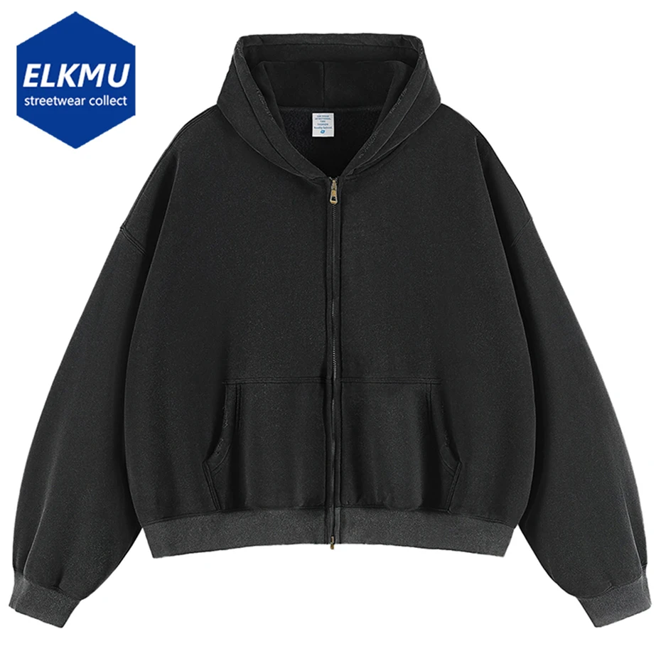 

Streetwear Harajuku Hip Hop Hoodies Oversized Plush Sweatshirts Jackets Men Solid Vintage Loose Hoodie