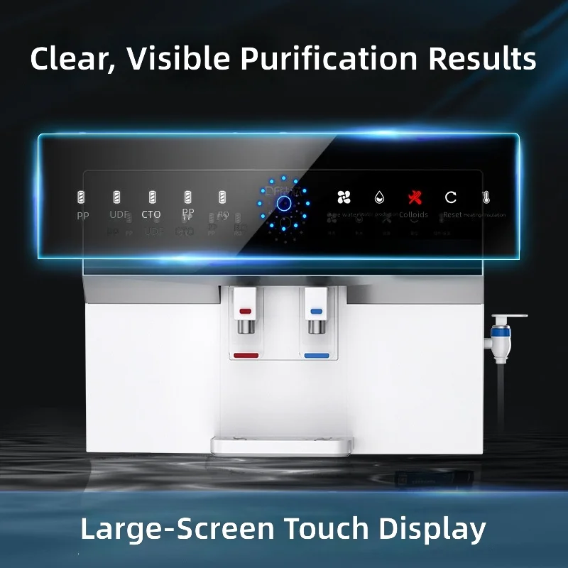 RO Water Filter System, 5-in-1 Purifier with Heating, Wall-Mounted or Countertop, Direct Drinking Water Machine, Home Use