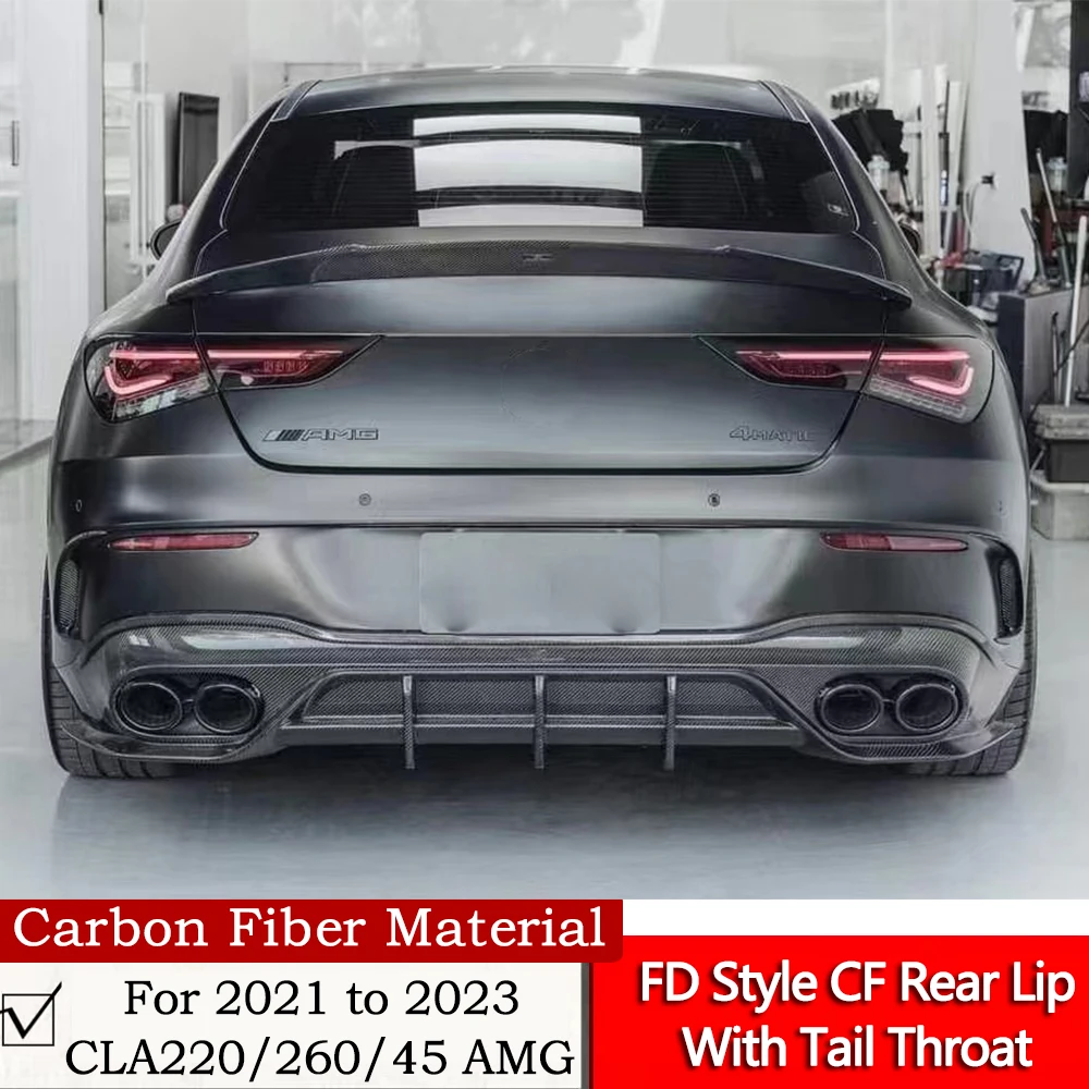 W118 CLA-Class AMG FD Rear Lip With Tail Throat Carbon Fiber FD Tail Wing Spoiler Rear Diffuser For 2020 to 2023 CLA220/260/45