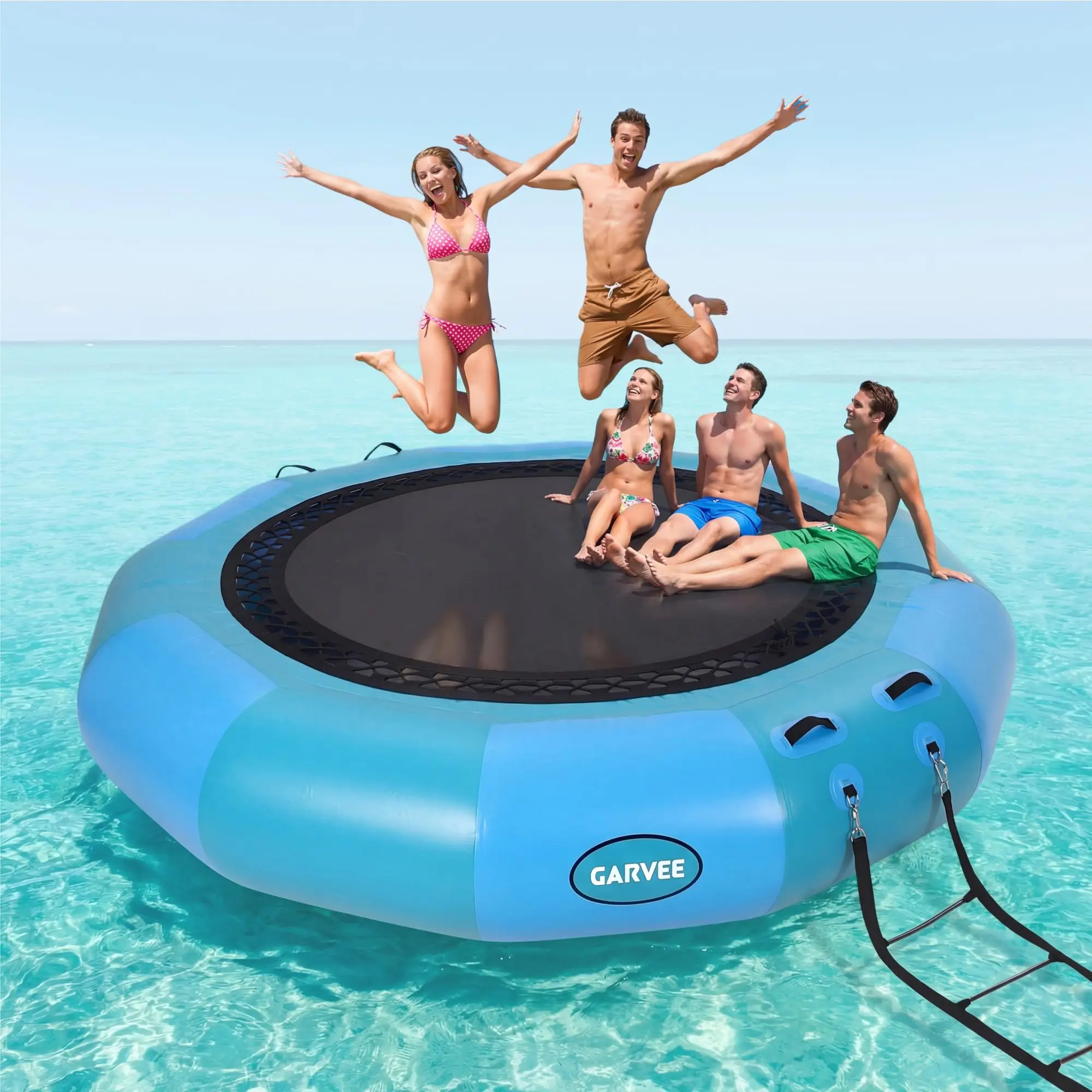 

Надувной водный батут 10/12 футов с насосом и лестницей, из сверхпрочного ПВХ, для озера и бассейна, игрушка для взрослых и детей