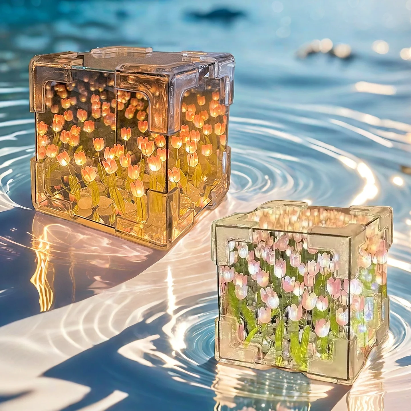 

DIY Тюльпан Цветок Море Материал Упаковка Ночник Волшебный Куб Зеркало Атмосфера Ночник Восьмиугольный Прозрачный Фестиваль