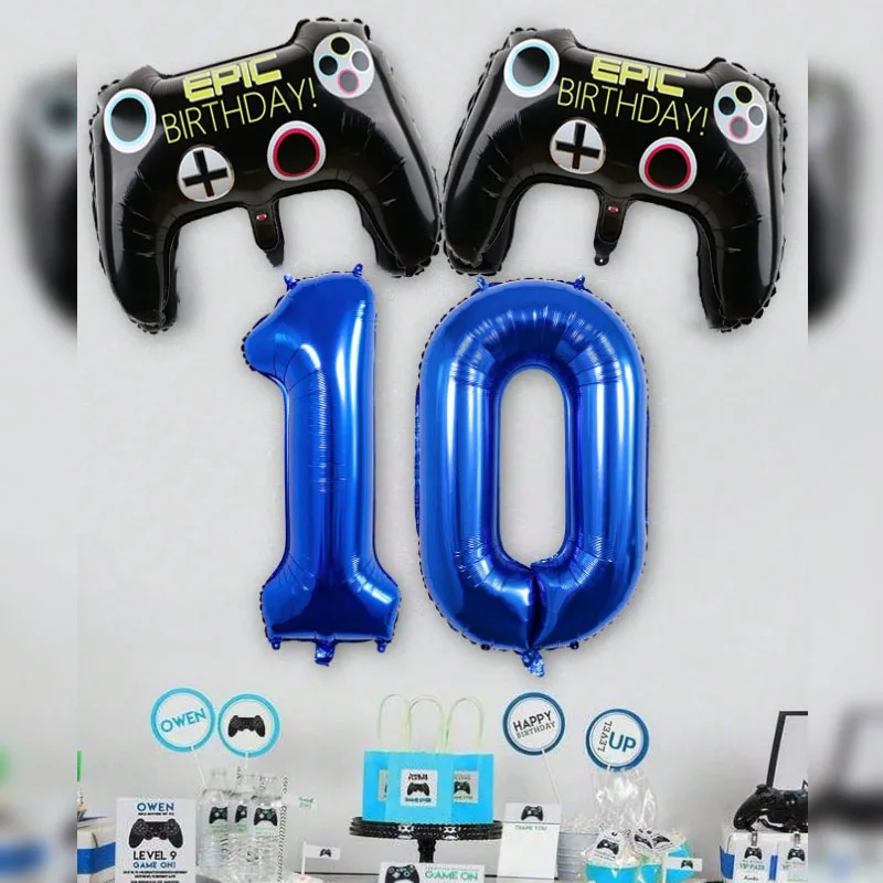 3pcs Video Game Party Supplies Set Baby Boy Birthday Party Decoration Happy Birthday Gaming Handle Covers Gamer Balloons Decorat view 4