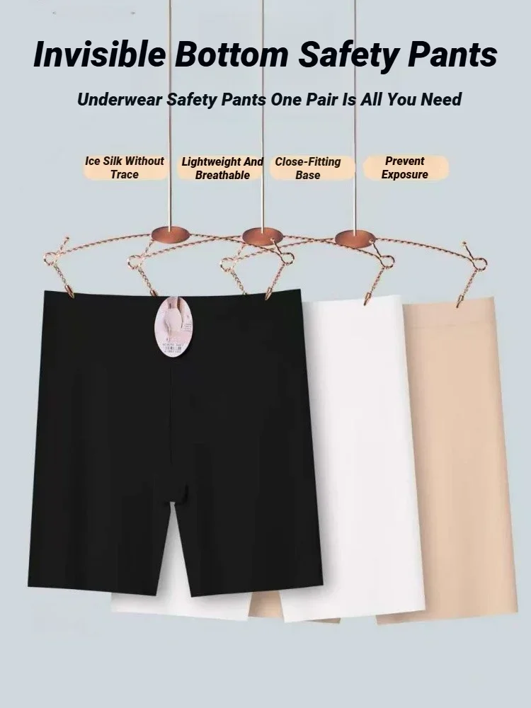 CHUANGERM Nahtlose High-Waist-Shorts für Damen, Bauchkontrolle, Hüftlift, Eisseide, Sicherheitshosen, Sportunterwäsche – Detail 2