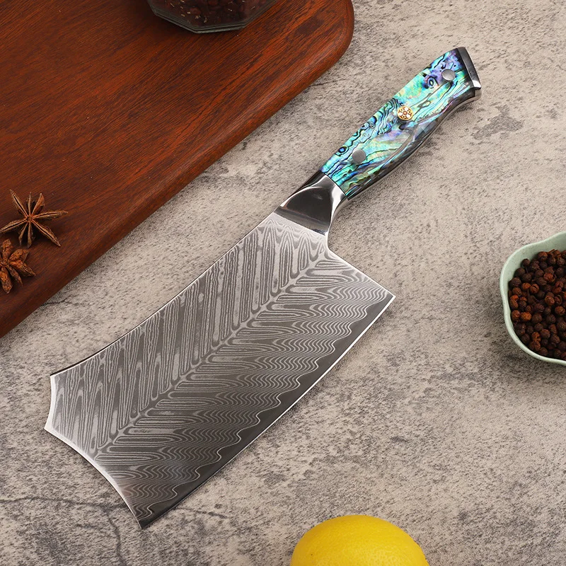 VG10 steel core 67-layer forged Damascus pattern steel knife for chopping and cutting dual-purpose meat slicing kitchen knife