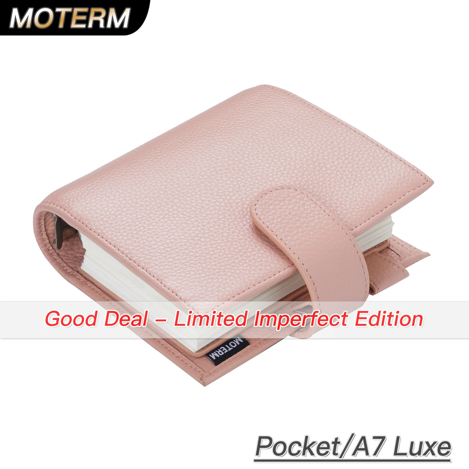 Limited Imperfect Moterm Luxe 2.0 Series Pocket Size Planner Pebbled Grain Leather A7 Notebook with 30MM Ring Agenda Organizer