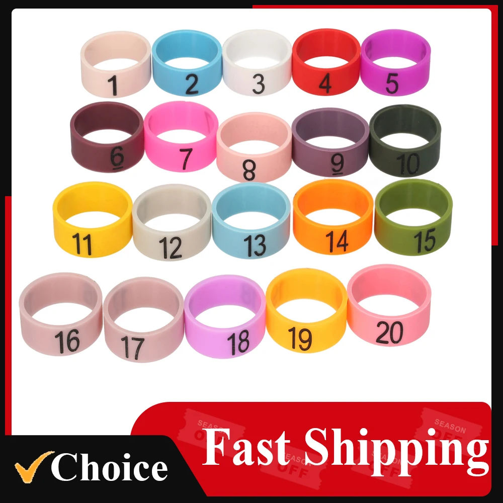 20 PCS Microphone Colored ID Rings Number 1 to 20 Multicolor Soft Silicone Ring for Distinguishing Different Microphones