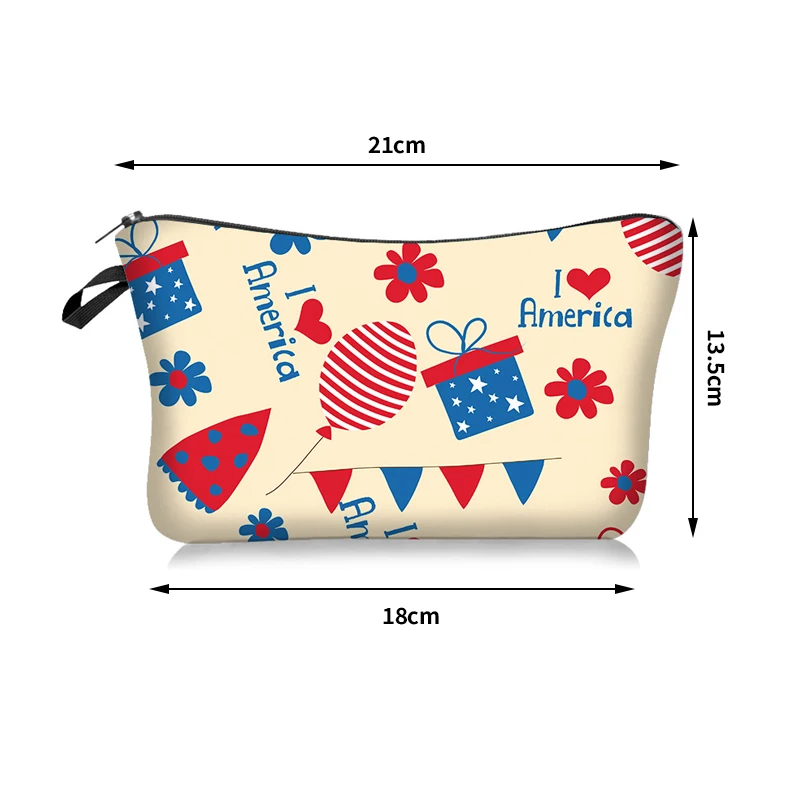 American Independence Day Storage bag Makeup Bag Travel cosmetic bag Student Stationery bag Travel Toilet Bag Christmas Gift