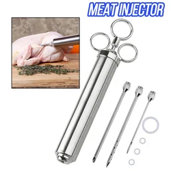 Meat Injector, Meat Injectors for Smoking, 3 Marinade Injector Syringe Needles; Injector Marinades for Meats, Turkey, Beef