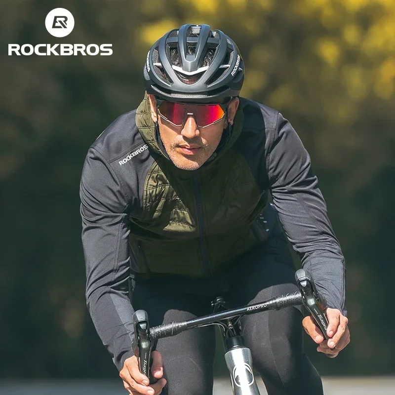 ROCKBROS Warm Winter Cycling Jersey Ultralight Down Jacket Long Sleeve Bicycle Clothing Thermal Fleece Resistant Ciclismo Coat