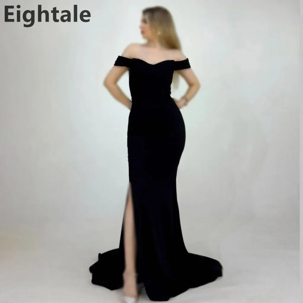 Eightale 2025 Jersey de sirena roja con hombros descubiertos vestido de noche con abertura Sexy vestido de graduación vestido de fiesta árabe saudí personalizado