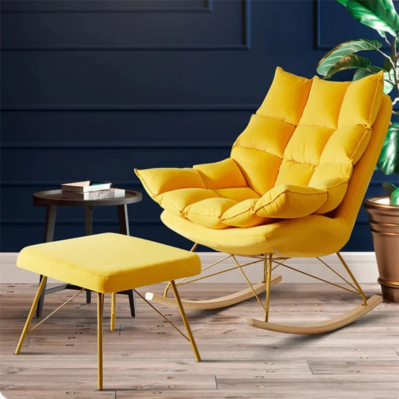 Nordic Living Room Chairs Living Room Furniture Home Adult Rocking Chair Balcony Recliner Chair Single Sofa Lounge Bedroom Chair