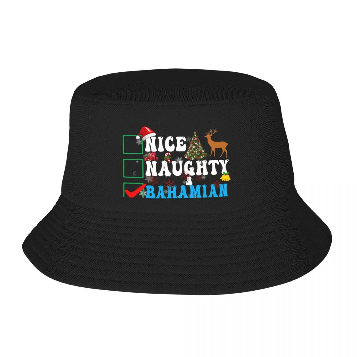 Nice Naughty Bahamian Christmas Bahamas Bucket Hat funny hat party hats Men Caps Women's