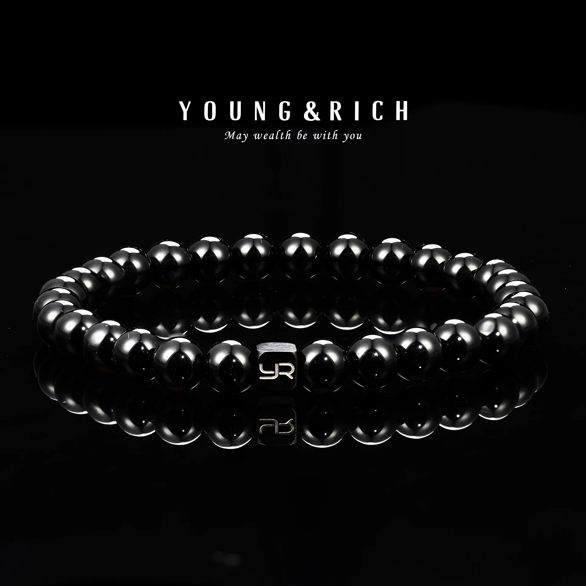 

YOUNG&RICH Classic Obsidian Beaded Bracelet (6mm) - Designer Unisex Luxury & Stylish